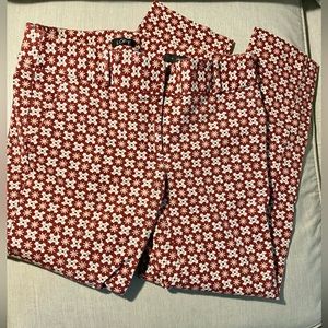 Fuchsia Patterned LOFT Curvy Julie Skinny Dress Pants, Size 4